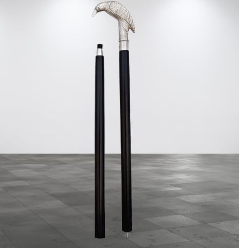 Black Wooden Walking Cane with Brass Knob Bird Handle | Gothic Mystic Raven Design | Elegant Walking Stick for Men and Women