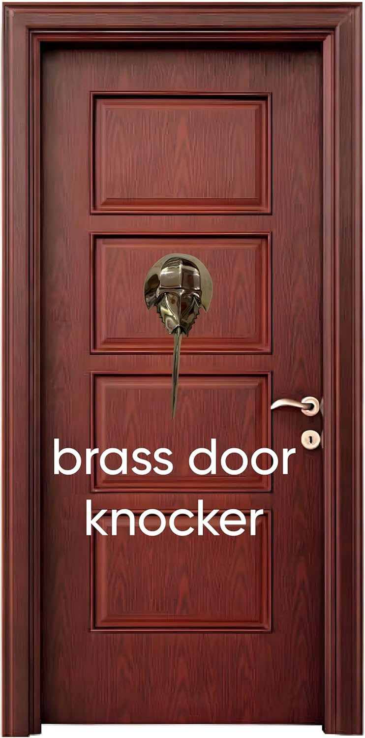 Handcrafted Maritime Horseshoe Crab Door Knocker – Solid Brass Nautical Décor for Front Doors, Cottages & Gifts