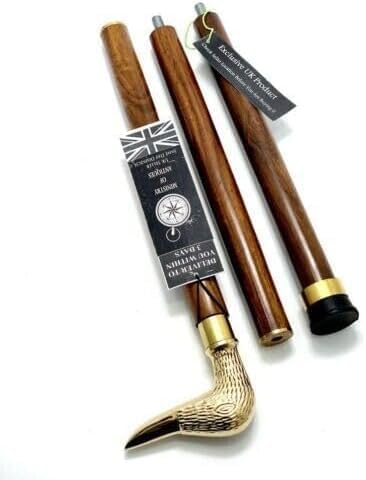 Brass Duck Head Handle Wooden Walking Stick Vintage Style Solid Victorian Designer Cane