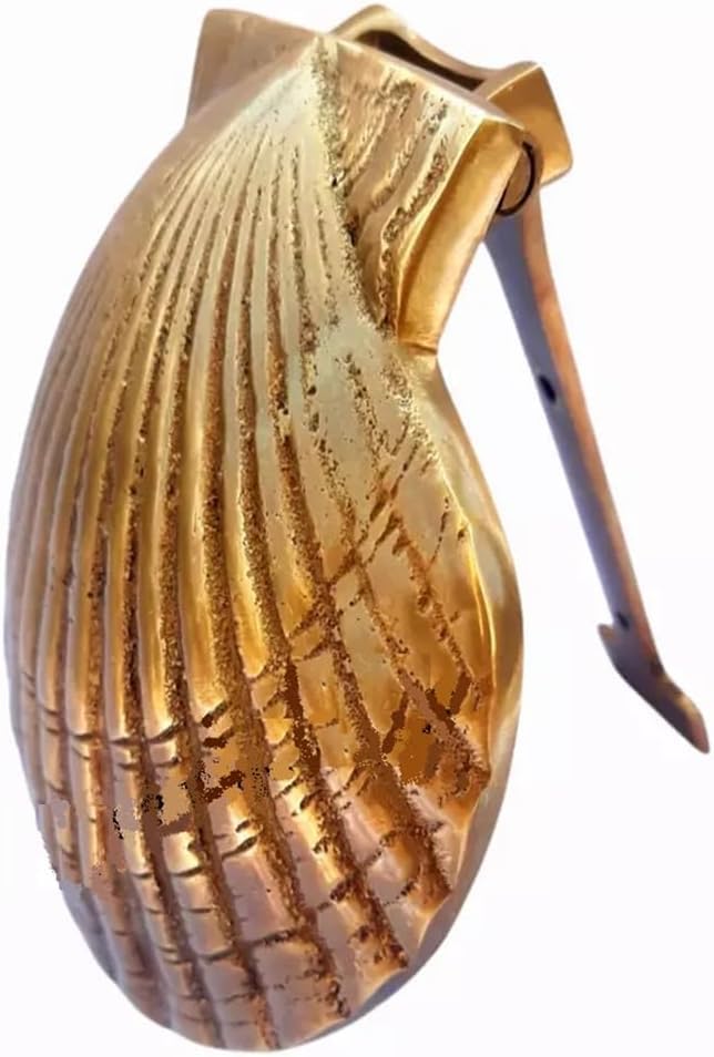 Brass Scallop Shell Door Knocker for Front Door - Nautical Solid Brass Decorative Knocker