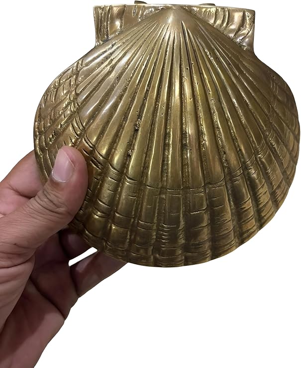 Brass Scallop Shell Door Knocker for Front Door - Nautical Solid Brass Decorative Knocker