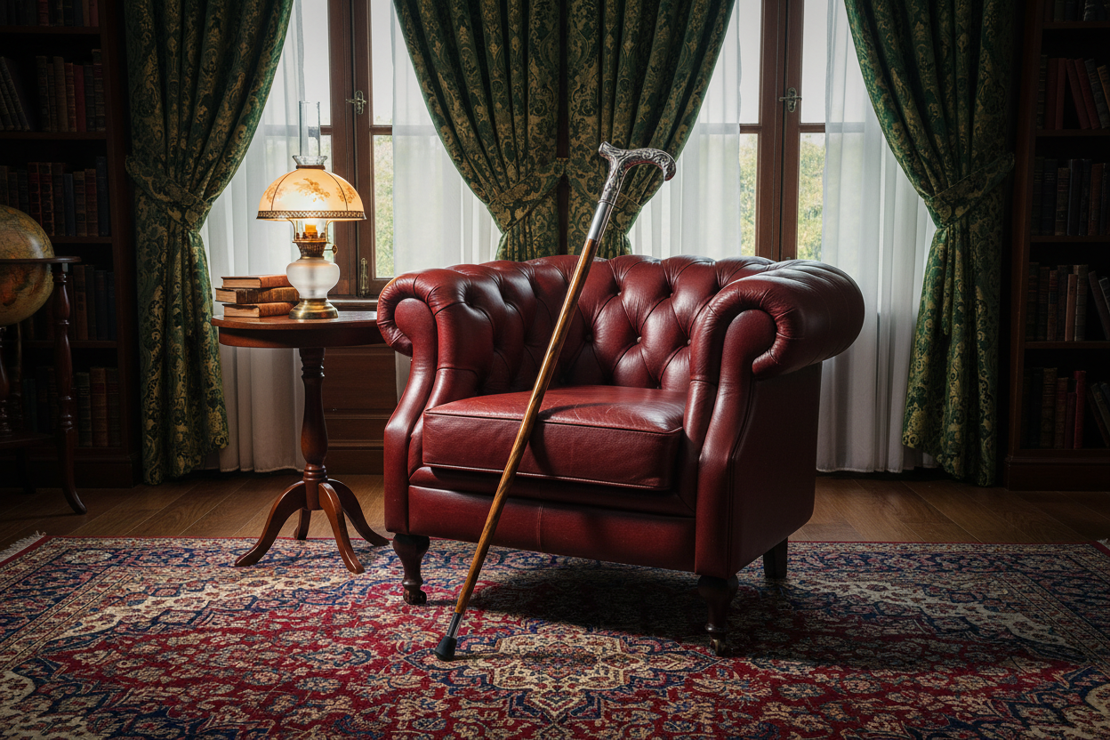 Antique Parrot Handle Walking Stick Elegant Setting