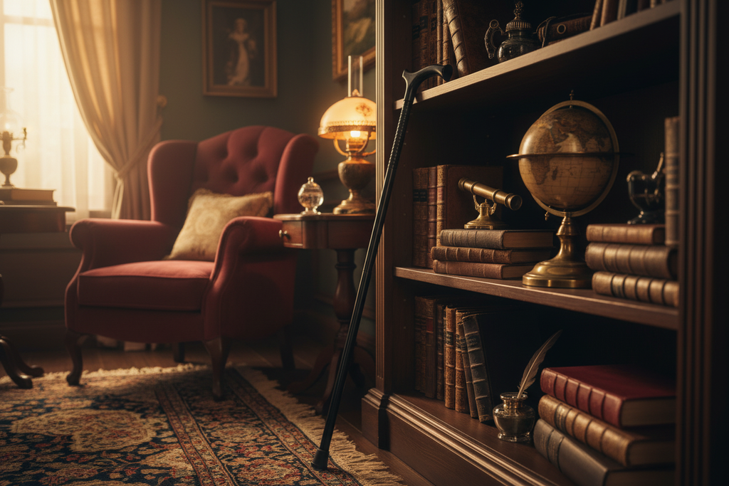 Derby Walking Cane Victorian Setting