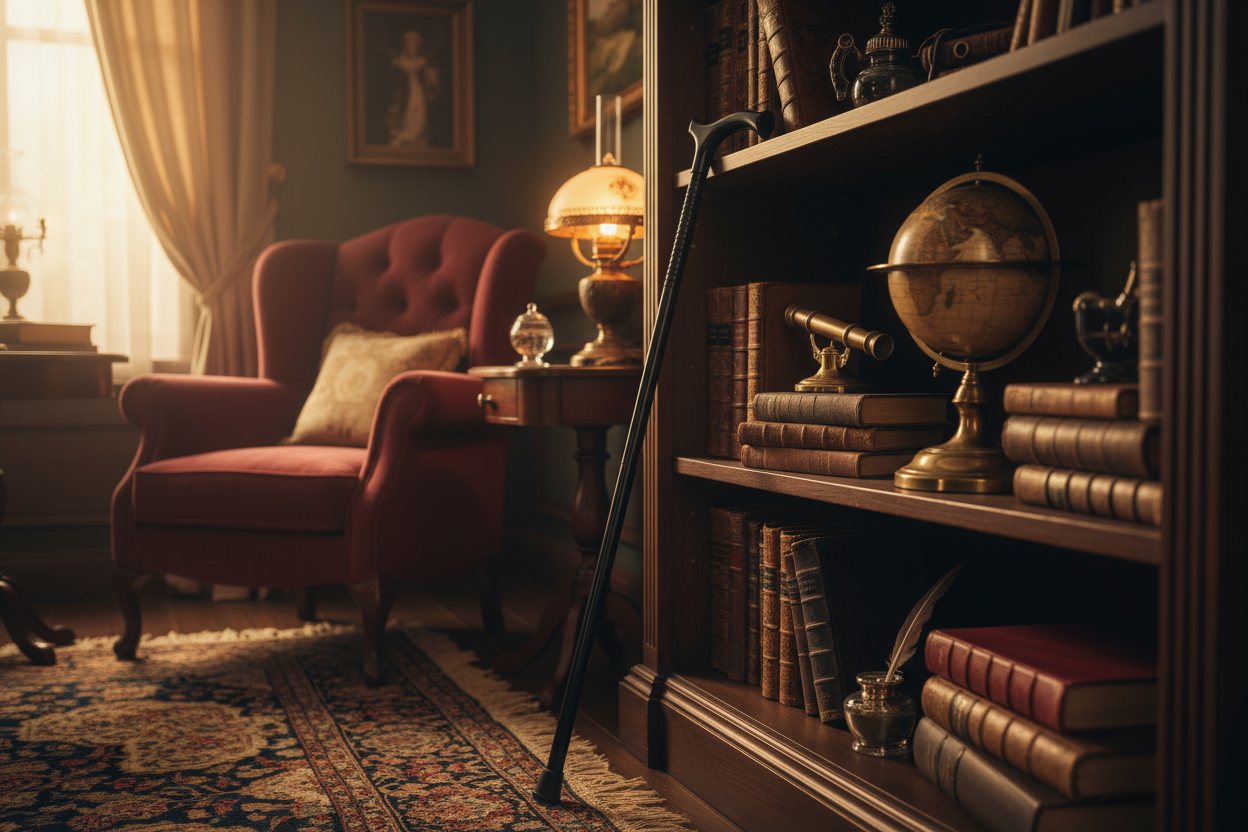 Derby Walking Cane Victorian Setting