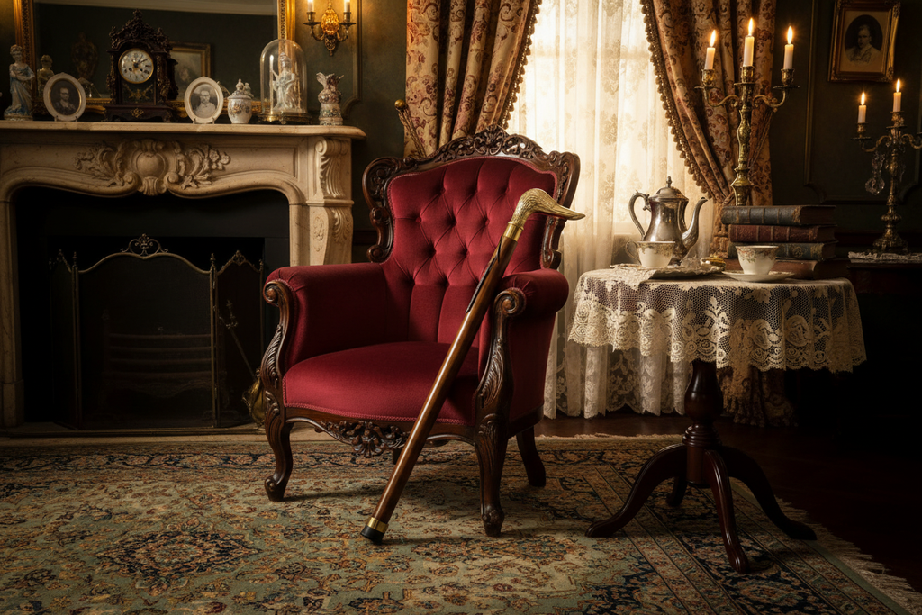 Duck Head Walking Stick Victorian Setting