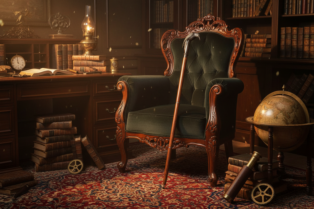 Raven Walking Cane Victorian Setting