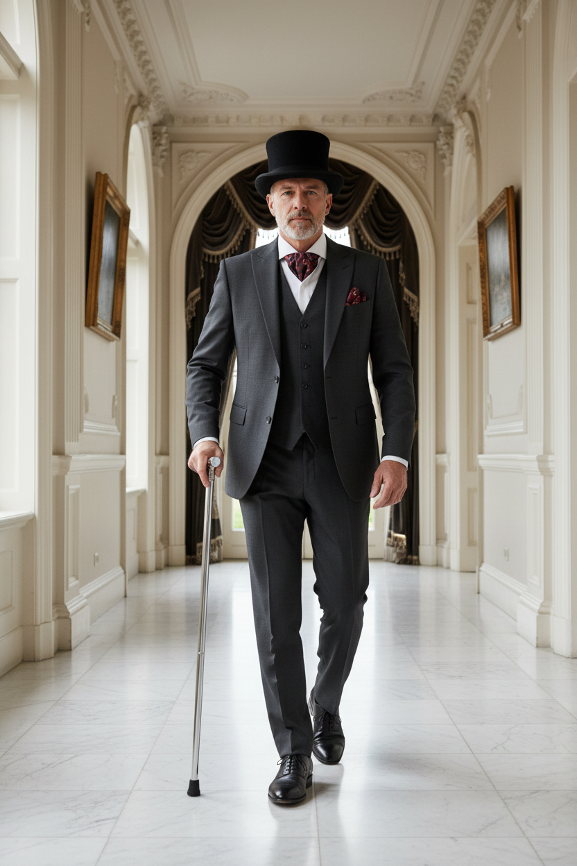 Silver Folding Cane Full-Body Elegant Use