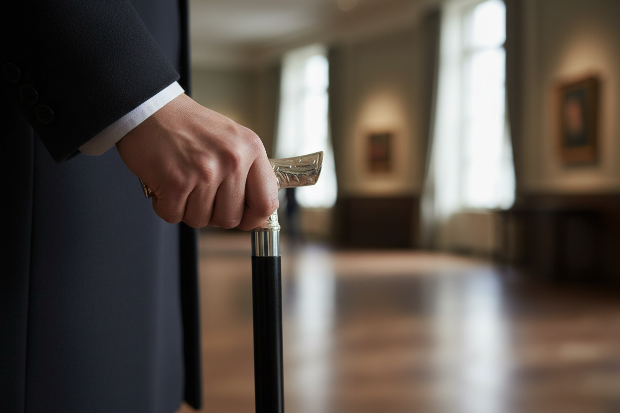 Silver Folding Cane Hand Holding Handle