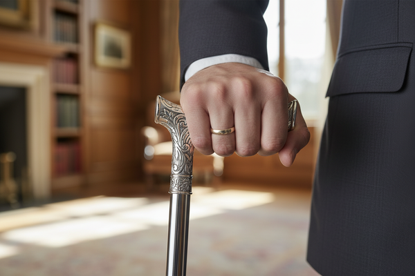 Silver Folding Cane Hand Holding Handle