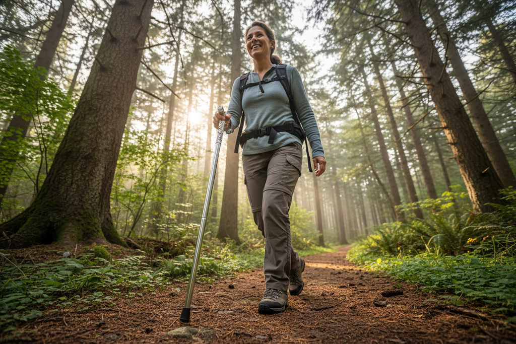 Silver Folding Cane Outdoor Forest Use