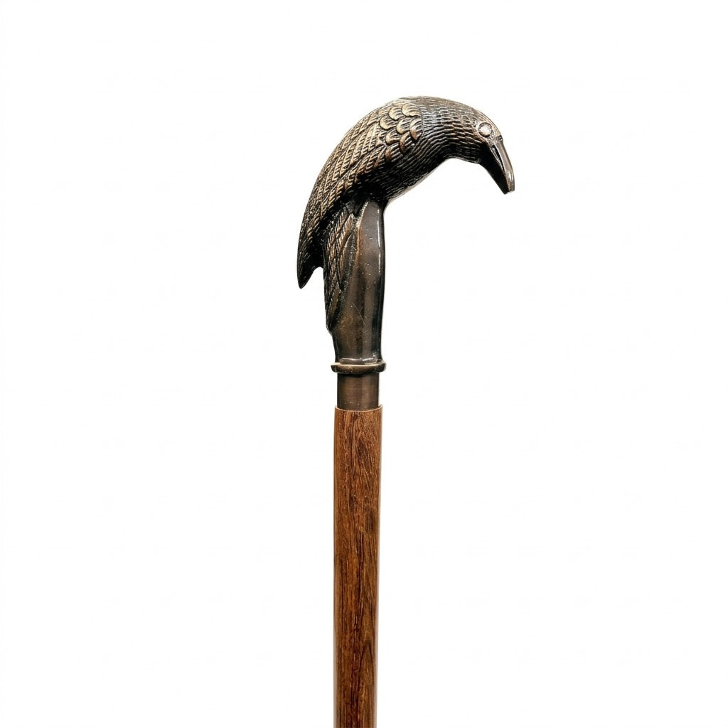 Brass Black Antique Crow Head Handle Wooden Cane Walking Stick Style for Men and Women Gift